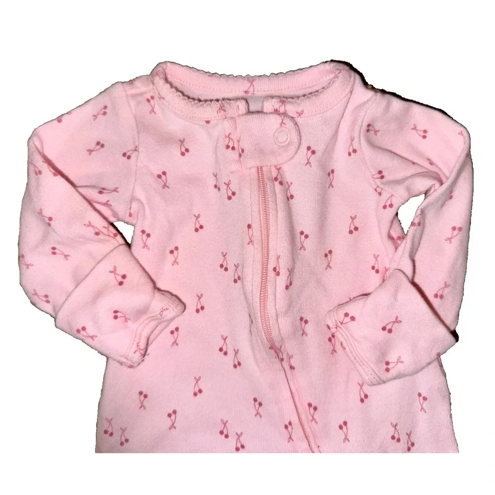 Carters Baby Girl Preemie Sleeper Outfit Reborn Clothes Pink Cherries Zipper 2‎